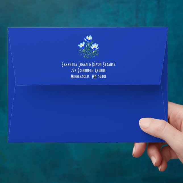 Enveloppe Fleurs de Crocus Bleu (Hand)