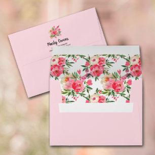 Enveloppe Fleurs de Jardin Adresse de Retour Rose