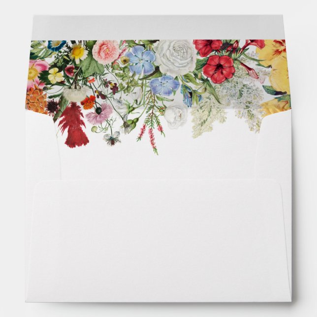 Enveloppe Fleurs de jardin florales 5x7 Faire-part de mariag (Dos (Bas))