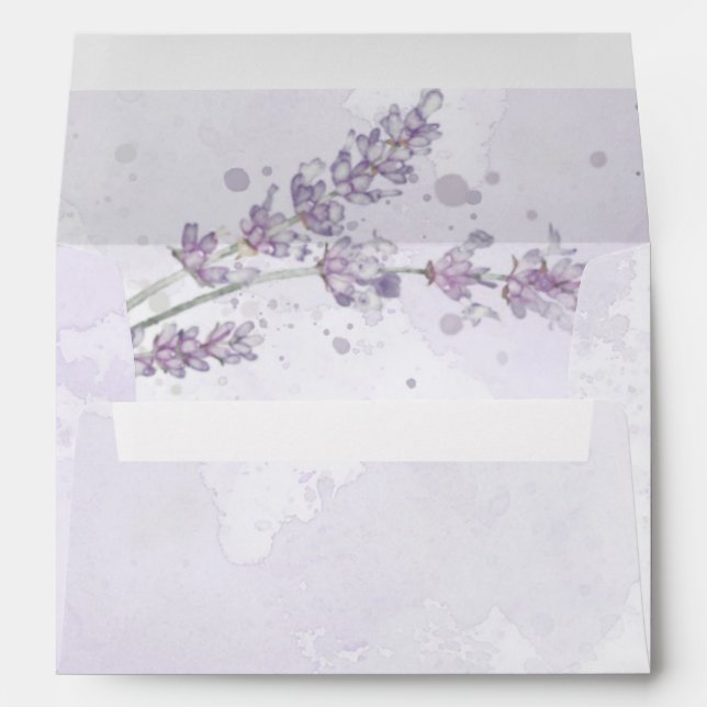 Enveloppe Fleurs de lavande pourpre d'aquarelle pour carte 5 (Dos (Bas))