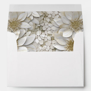 Enveloppe Fleurs de Lotus Blanc Or