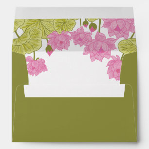 Enveloppe Fleurs de lotus vert mariage indien