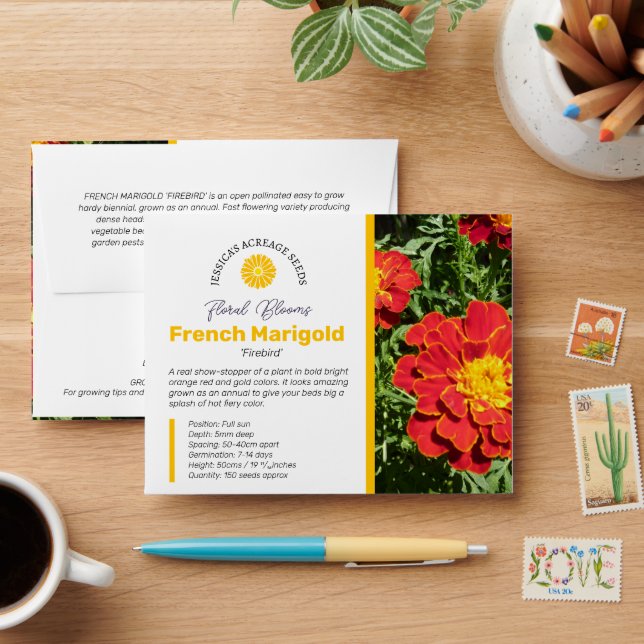 Enveloppe Fleurs de paquets de graines marigold à vendre env (Desk)
