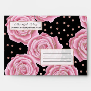 Enveloppe Fleurs de Parties scintillant rose or Rose pour fi
