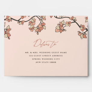 Enveloppe Fleurs de pêcher roses Élégant et chic mariage flo