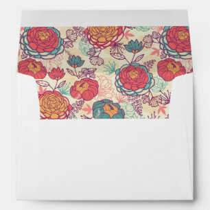 Enveloppe Fleurs de pivoine et motif feuille