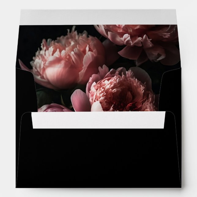 Enveloppe Fleurs de pivoines florales modernes Peinture Mari (Dos (Bas))