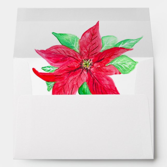 Enveloppe Fleurs de poinsettia de Noël Floral Adresse de Ret (Dos (Bas))