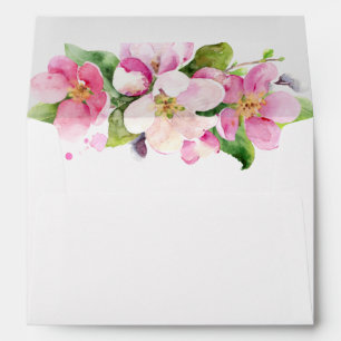 Enveloppe Fleurs de pomme rose et blanche