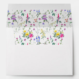 Enveloppe Fleurs de prairie et Herbes Mariage floral coloré