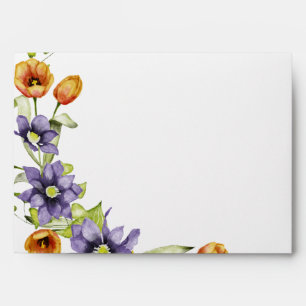 Enveloppe Fleurs de printemps d'aquarelle pour carte 5x7