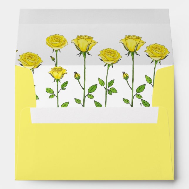 Enveloppe Fleurs de rose jaune mariage fleuri romantique (Dos (Bas))