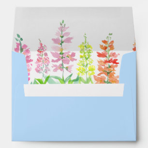 Enveloppe Fleurs de rose trémière aquarelle de printemps