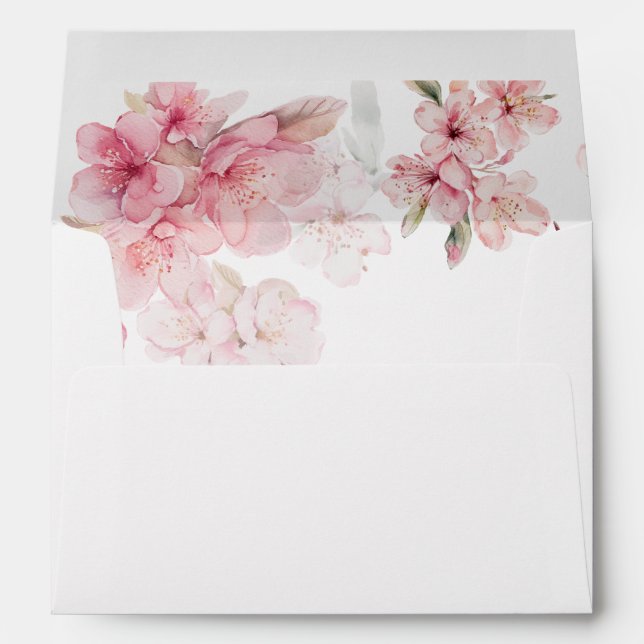 Enveloppe Fleurs de Sakura rose Chic (Dos (Bas))