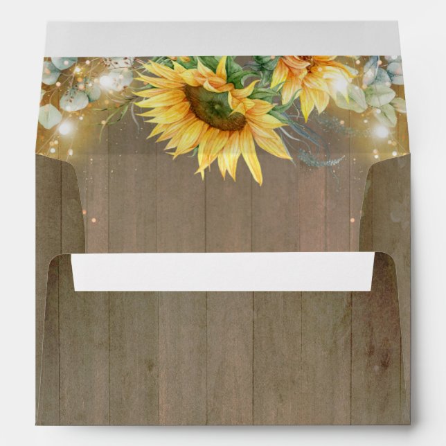 Enveloppe Fleurs de soleil et bois rustique (Dos (Bas))