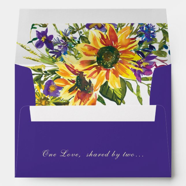 Enveloppe Fleurs de soleil Floral Inspiration Mariage bleu f (Dos (Bas))