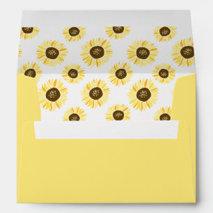 Enveloppe Fleurs de soleil jaunes Motif été Floral