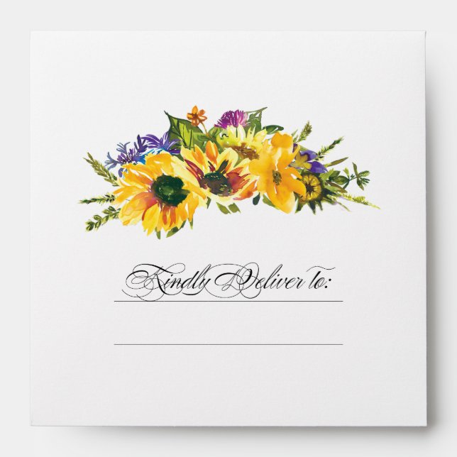Enveloppe Fleurs de soleil | Wild Meadow Rustic Mariage d'ét (Devant)