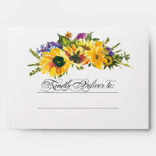 Enveloppe Fleurs de soleil   Wild Meadow Rustic Mariage d'ét
