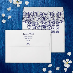 Enveloppe Fleurs de Talavera bleu
