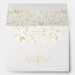 Enveloppe Fleurs d'or Élégant Boho Romantique