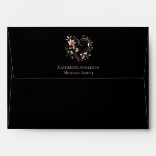 Enveloppe Fleurs d'or mariage-moderne Rose avec un coeur