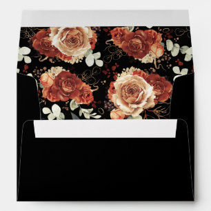 Enveloppe Fleurs en terre cuite Boho Botanique Élégant Noir