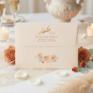 Enveloppe Fleurs Fantaisistes Élégance Terrienne Mariage d'A