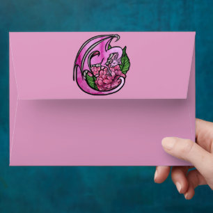 Enveloppe Fleurs florales de Dragon rose chaud Geek fille