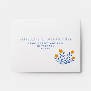 Enveloppe Fleurs folk Scandi en RSV Mariage bleu et jaune