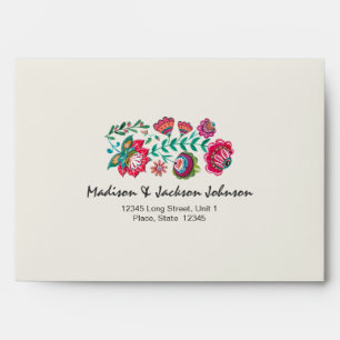 Enveloppe Fleurs folkloriques Adresse personnalisée Enve