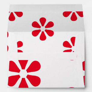 Enveloppe Fleurs graphiques rouges, motif blanc