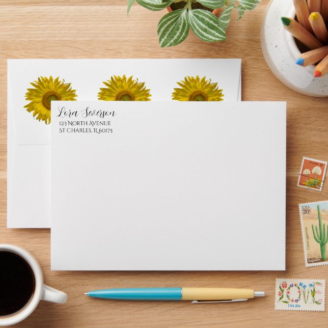 Enveloppe Fleurs jaunes (Desk)