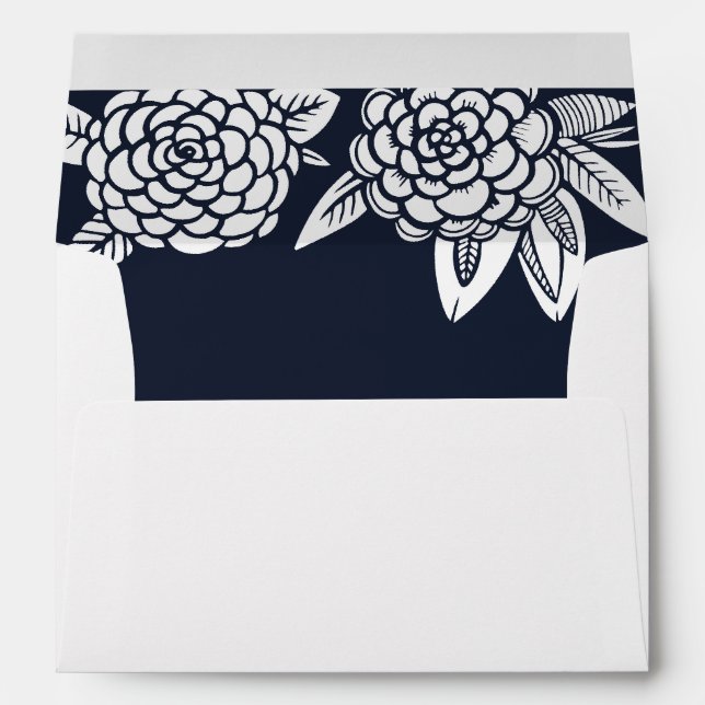 Enveloppe Fleurs marines modernes. Mariage de jardin fleuri  (Dos (Bas))