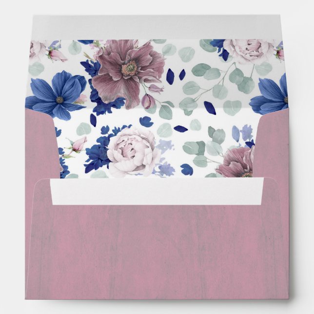 Enveloppe Fleurs mauves et fleurs bleu marine Élégant (Dos (Bas))