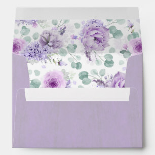 Enveloppe Fleurs mauves et mauves poussiéreuses Elégante a