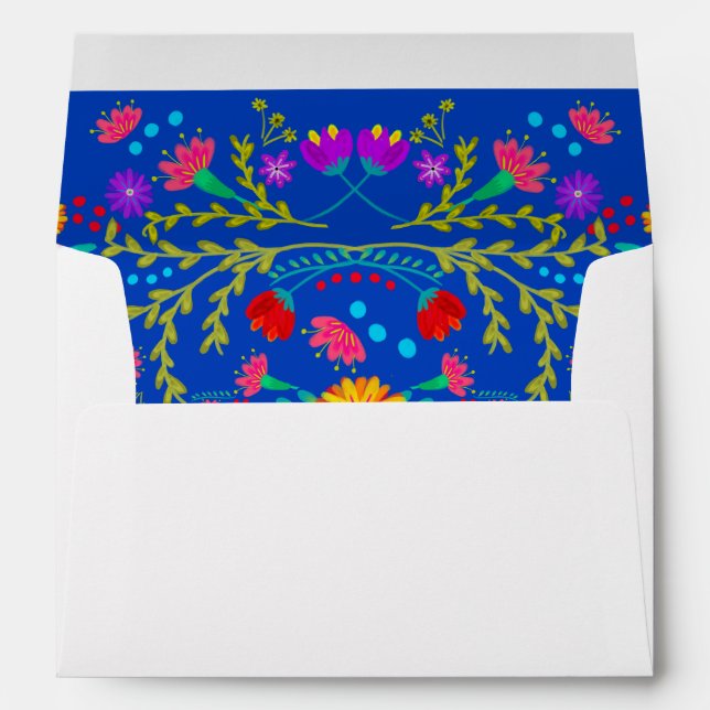 Enveloppe Fleurs mexicaines et Papel Picado Adresse de retou (Dos (Bas))