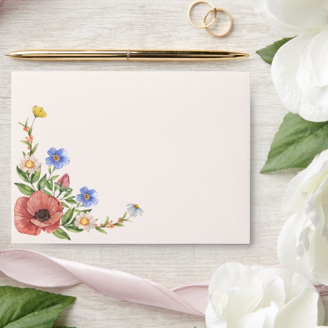 Enveloppe Fleurs modernes Aquarelle fleur sauvage Mariage (Wedding)