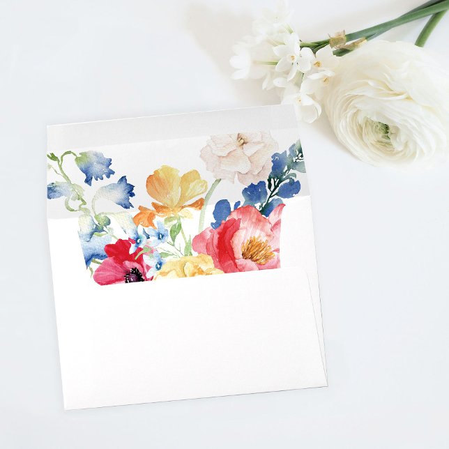 Enveloppe Fleurs multicolores de printemps (Créateur téléchargé)