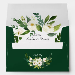 Enveloppe Fleurs roses de charme Mariage bleu marine