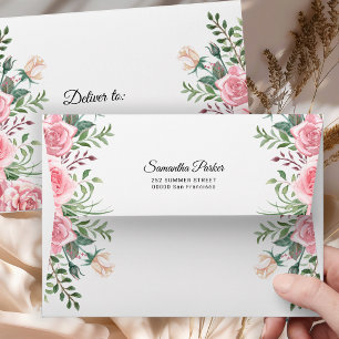 Enveloppe Fleurs roses élégantes florale personnalisée