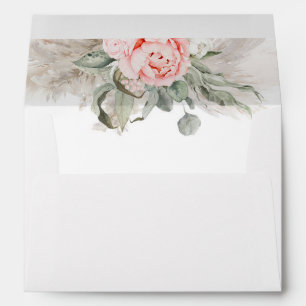 Enveloppe Fleurs roses et verdure Sage Elegant Soft Boho E