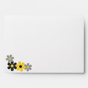 Enveloppe Fleurs roses, grises et noires