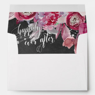 Enveloppe Fleurs Roses Lights Chalkboard Heureux Jamais Aprè