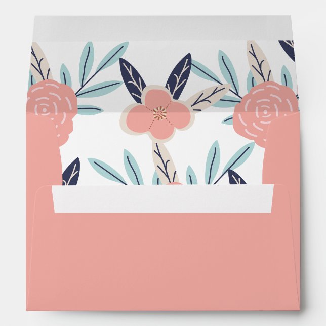Enveloppe Fleurs roses mignonnes Floral rose pâle bleu (Créateur téléchargé)