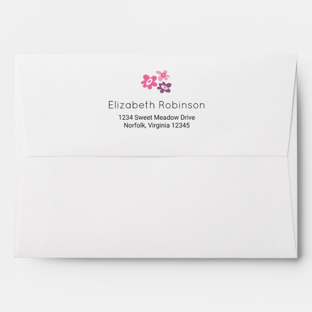 Enveloppe Fleurs roses mignonnes Motif Whimsical (Dos (Haut rabat))