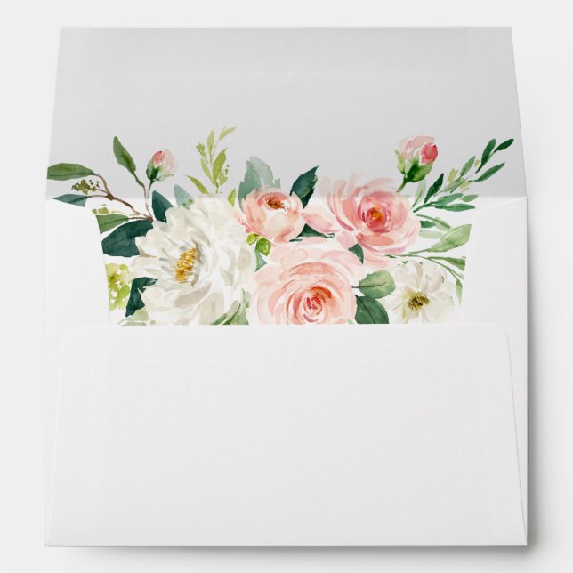 Enveloppe Fleurs Roses Rouges Vert Aquarelle (Dos (Bas))