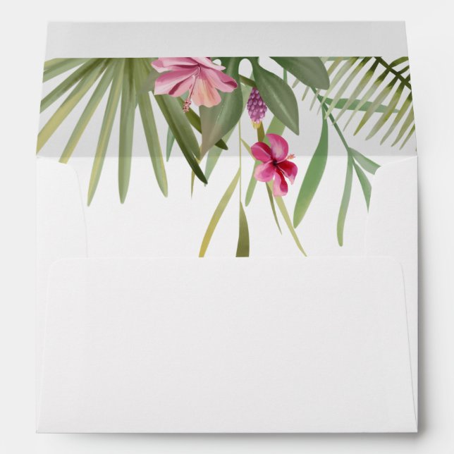Enveloppe Fleurs roses tropicales (Dos (Bas))