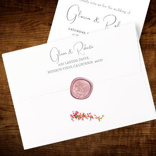 Enveloppe Fleurs roses vintage luxe mariage mexicain