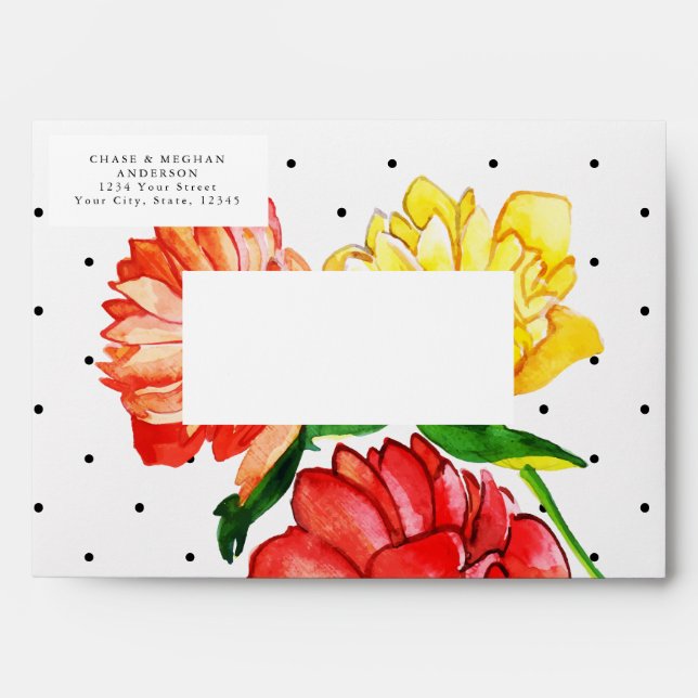 Enveloppe Fleurs rouges et jaunes (Devant)